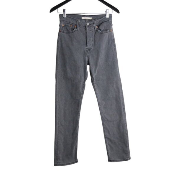 Levi's Wedgie Straight - Cosmic Comet Grey Denim Jeans Size 26 - Picture 2 of 7